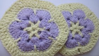 Африканский шестиугольный цветок Afghan hexagonal flower Crochet
