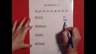 Mean Median Mode Range Part 1 of 2