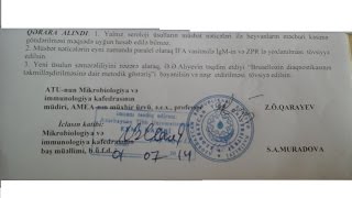 Абульфат Алыев,бруцеллез -Отправка животных на убой только с РБП, РА, РСК, РКМ нельзя!