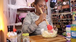 Preparing Sandwich ASMR Eating Egg Salad Celery