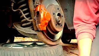 КРАСИМ СУППОРТ Мерседес w202 !!! ПЫТАЕМСЯ СОХРАНИТЬ ТОРМОЗНОЙ ДИСК!! AutoDogTV дырявыймерс 2017 #15