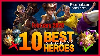 10 BEST SOLO RANK HEROES in MLBB (February 2020) - Free Redeem Code!