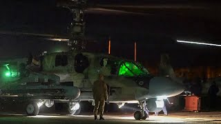 Ночные кадры боевого применения ударных вертолетов Ка-52 в ходе проведения спецоперации