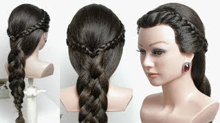 Beautiful Hairstyle For Girls. Party Style With Braids. Hair Tutorial