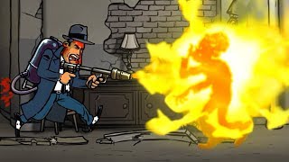 Пулемет ОГНЕМЕТ и армия Зомби в огромном городе прохождение   игры Guns Gore & Cannoli
