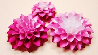 Как сделать Георгин из ленты / DAHLIA Tutorial ✿ NataliDoma