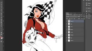 Bettie Page - Rocketeer : Encrage et colorisation