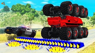 Beamng drive - Police Spike Strip Crashes #7