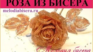 РОЗА из БИСЕРА - ФРАНЦУЗСКОЕ ПЛЕТЕНИЕ. Композиция Роскошь, часть 1 - Роза