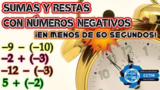 ???? Sumas y restas con números negativos | ???? 4 ejemplos resueltos |⏰ En menos de 60 segundos |Shorts