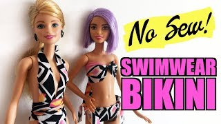 How to make Swimwear and Bikini for Barbie Without sewing! DIY Clothes for Dolls