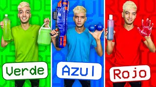 Usando solo UN COLOR para BROMAS a MIS AMIGOS por 24 HORAS - Yolo Aventuras