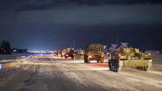 Погрузка военнослужащих и техники ВДВ на военно-транспортные самолеты Ил-76 в Ивановской области