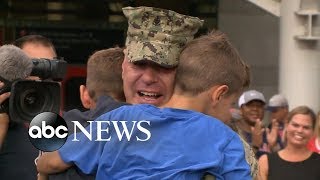 Coast Guard dad surprises his 2 sons during baseball game