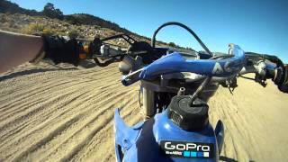 Blonde Girl Learning how to Ride a Dirt Bike