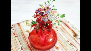 ПОДЕЛКИ из БУСИН СВОИМИ РУКАМИ - Букет цветов. Мастер-класс