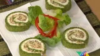Rollo de Espinacas relleno de Pollo y Queso