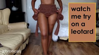 TRY ON + REVIEW | Encolor Pantyhose with a leotard | Brown bodysuit with nude tights