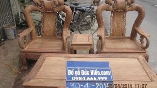30-4-2014, Bộ Chiến quốc đào, gỗ hương, cột 12, vân cực đẹp, 6 thứ.Tại đồ gỗ Đức Hiền