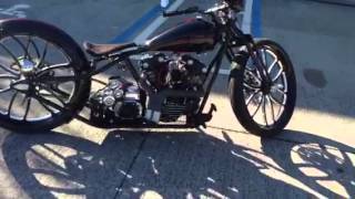26" board tracker style bobber motorcycle with 95 CI Knuckle head S&S engine