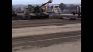 Семь «МСТА-С» на марше. Ростовская обл. Персиановка. 13.02.2015