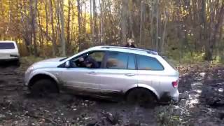 SsangYong Kyron и Лада Нива по бездорожью.