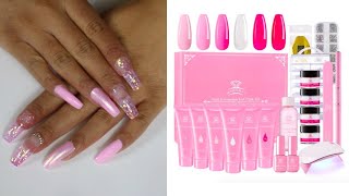 NAILS AT HOME | MAKARTT PINK POLYGEL KIT USING DUAL FORMS