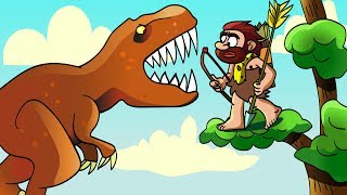 ПЕЩЕРНЫЙ ЧЕЛОВЕК сражается с ДИНОЗАВРАМИ Спасает свою дочь Игровой мультик Caveman Adventure