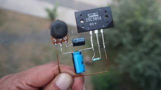 DIY HEAVY BASE AMPLIFIER WITH TRANSISTOR 2SC3852 1000uf/25v CAPACITOR AND 100K POTENTIO METER.