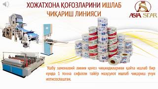 ХОЖАТХОНА ҚОҒОЗЛАРИНИ ИШЛАБ ЧИҚАРИШ ЛИНИЯСИ