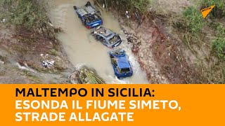 Maltempo in #Sicilia: esonda il fiume #Simeto, strade allagate