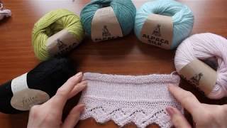 Обзор на пряжу Alpaca Silk + цельно вязанная кайма спицами