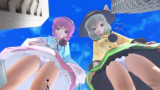 [MMD giantess]電車を狙う巨大娘/Giantess aim at a train
