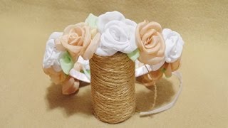 Венок на голову из тканевых роз / Wreath of flowers on head
