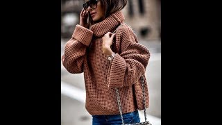 Оверсайз - Женские Вязаные Пуловеры Спицами - 2019 / Overseas Women's Knit Pullovers Knitting