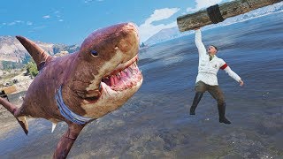 MEGALODON vs HITLER | GTA 5 Water Ragdolls Jumps/Fails ep.29