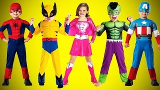 Angel Masha, Spiderman, Wolverine, Super Girl, Hulk, Captain America Finger Family Colors Learn