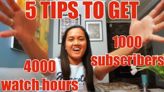 Paano makakuha ng 1000 subscribers at 4000 watch hours × HOW TO MONETIZE YOUR CHANNEL × (tagalog)