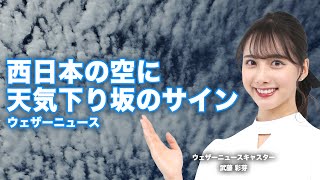 西日本の空に天気下り坂のサイン ナミナミ雲やうろこ雲・ハロが出現