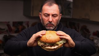 JUICY HOMEMADE BURGER WITH A HUGE PATTY