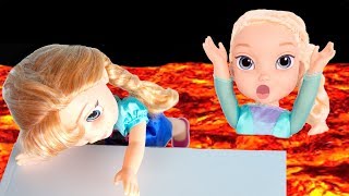 The Floor is LAVA 2 w/ FROZEN Elsa & Anna toddlers! Kids Pretend Playtime -Elsa gets mad at Anna