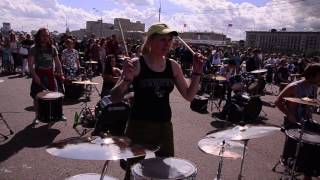 Барабанщики RocknMob Drummers Музыкальный флешмоб в парке Горького 01.07.2017