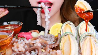 ASMR RAW OCTOPUS, RAW ABALONE EATING SOUNDS MUKBANG NO TALKING