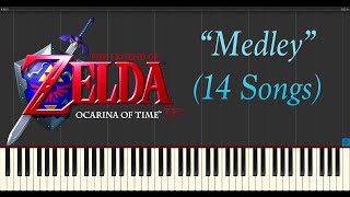 The Legend of Zelda: Ocarina of Time - Medley [14 Songs] (Piano Tutorial Synthesia)