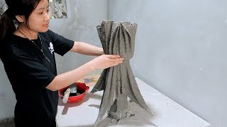 Amazing Ideas With Cement - Ideas Make Unique Flower Pot From Wife's Scarf