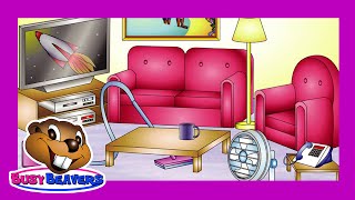 “In the Living Room” (Level 1 English Lesson 24) CLIP - English for Kids, Learn ESL, House Words