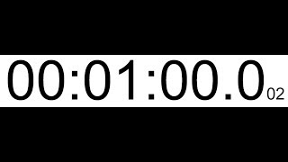 One minute count up timer black text white background