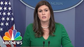 White House Press Secretary Sarah Huckabee Sanders Chokes Up During Las Vegas Statement | NBC News