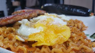 먹방창배tv 까르보불닭볶음면에 계란후라이 떡갈비 올려서 김밥 가즈아 eatingshow mukbang asmr copy