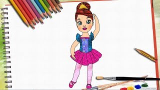 How to draw Princess Ariel Ballerina for girls/Как нарисовать  Куклу Принцессу Ариэль Балерину